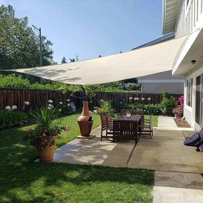 3m x 3m Waterproof UV-Protective Sun Sail for Garden Terrace Pool and Camping, 3X4M, Beige