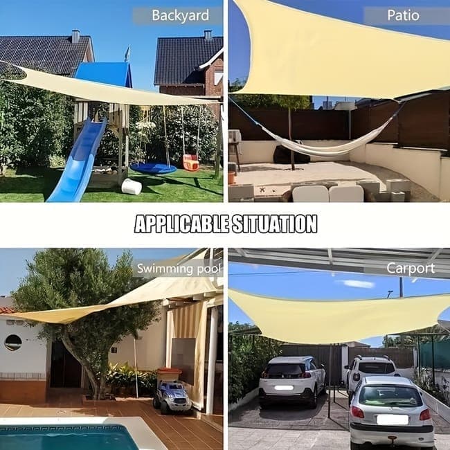 3m x 3m Waterproof UV-Protective Sun Sail for Garden Terrace Pool and Camping, 3X4M, Beige