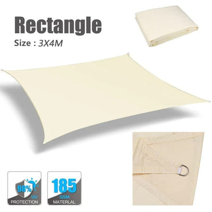 3m x 3m Waterproof UV-Protective Sun Sail for Garden Terrace Pool and Camping, 3X4M, Beige