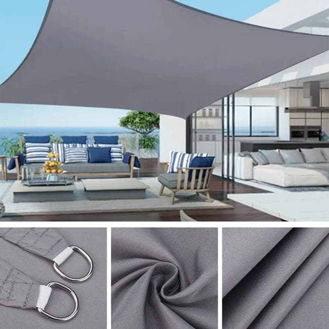 3X4M Sun Sail Waterproof UV Protective Outdoor Shade for Garden Terrace Pool Camping, Gray