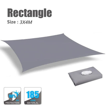 3X4M Sun Sail Waterproof UV Protective Outdoor Shade for Garden Terrace Pool Camping, Gray