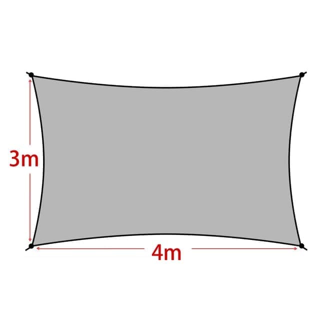 3X4M Sun Sail Waterproof UV Protective Outdoor Shade for Garden Terrace Pool Camping, Gray