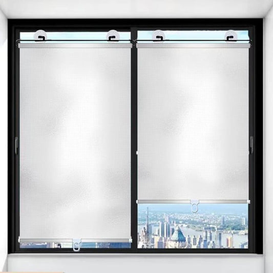 2-Pack Blackout Roller Blinds with Suction Cups, Telescopic Portable Sunshade, Silver, 50×125CM