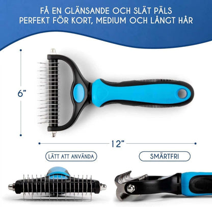 Dog Cat Undercoat Grooming Comb with Stainless Steel Blade, Blue