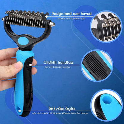 Dog Cat Undercoat Grooming Comb with Stainless Steel Blade, Blue