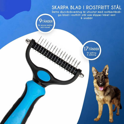 Dog Cat Undercoat Grooming Comb with Stainless Steel Blade, Blue