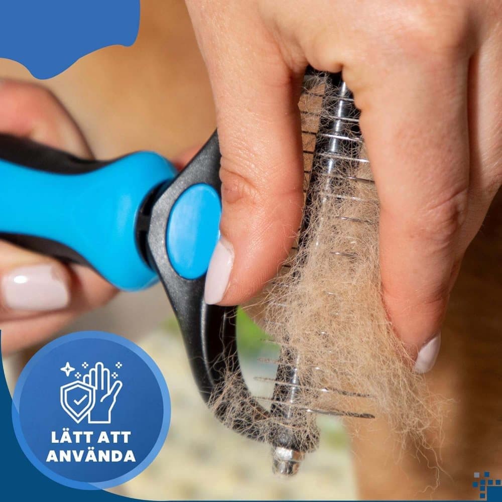 Dog Cat Undercoat Grooming Comb with Stainless Steel Blade, Blue