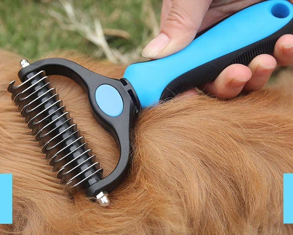 Dog Cat Undercoat Grooming Comb with Stainless Steel Blade, Blue