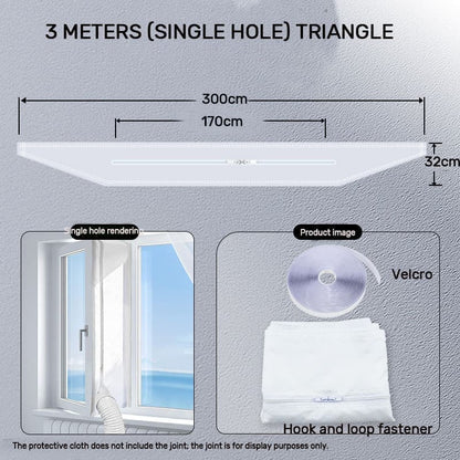 Window Seal for Portable AC with Zipper and Tape, Compatible with All Mobile Air Conditioners, 300 x 32cm