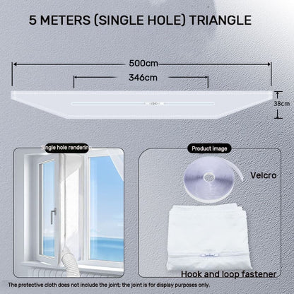 Window Seal for Portable AC, 500 x 38cm, Sealing Cloth with Zipper and Tape, Compatible with All Mobile Air Conditioners