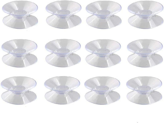 12pcs Non-Slip Suction Cups for Glass Tabletop, Transparent PVC Plastic, Double-Sided