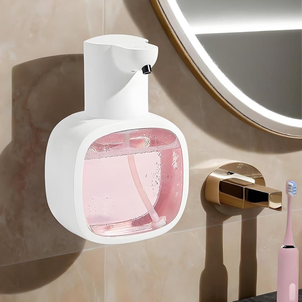 500ml Rechargeable Automatic Soap Dispenser Wall Mounted with 4 Levels, Compatible with Kitchen and Bathroom.