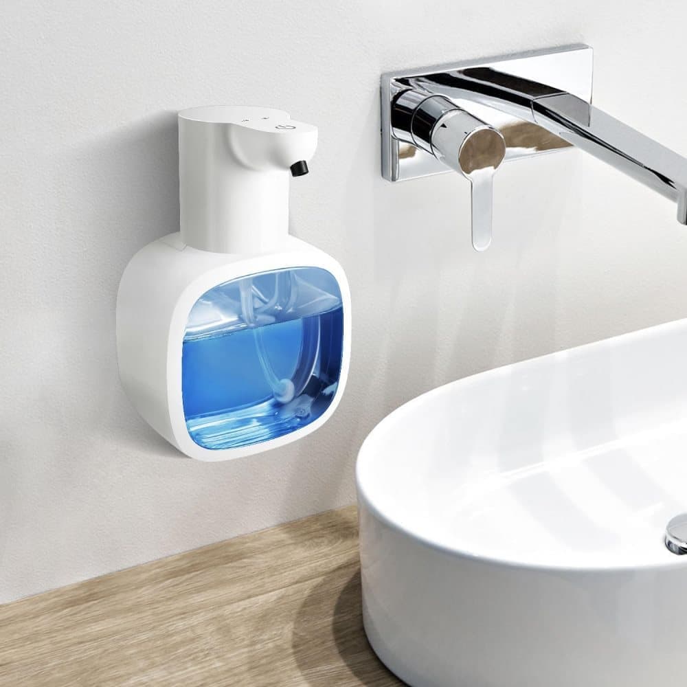 500ml Rechargeable Automatic Soap Dispenser Wall Mounted with 4 Levels, Compatible with Kitchen and Bathroom.