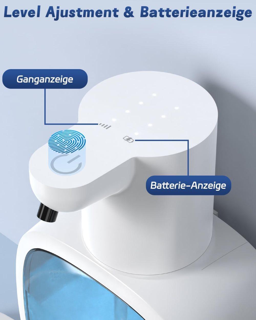 500ml Rechargeable Automatic Soap Dispenser Wall Mounted with 4 Levels, Compatible with Kitchen and Bathroom.