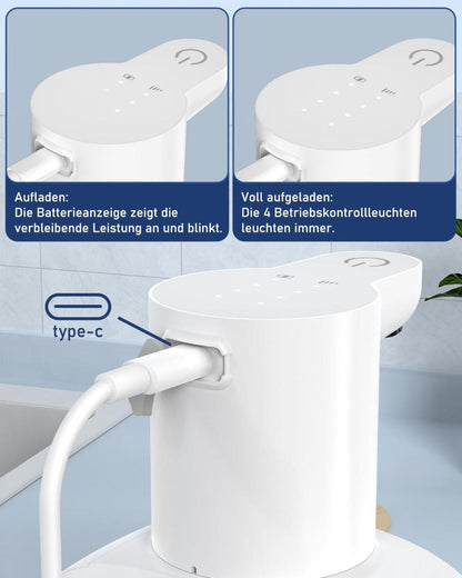 500ml Rechargeable Automatic Soap Dispenser Wall Mounted with 4 Levels, Compatible with Kitchen and Bathroom.