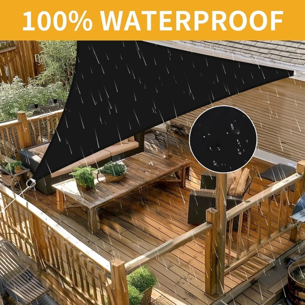 3x4x5M Waterproof Triangular Sun Sail with UV Protection for Garden Terrace and Pool, Gray, Includes Mounting Materials