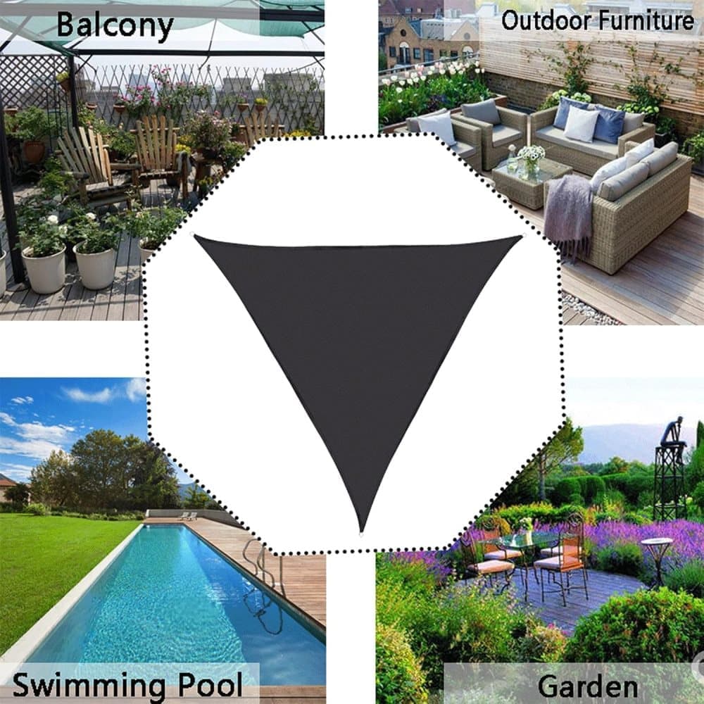3x4x5M Waterproof Triangular Sun Sail with UV Protection for Garden Terrace and Pool, Gray, Includes Mounting Materials