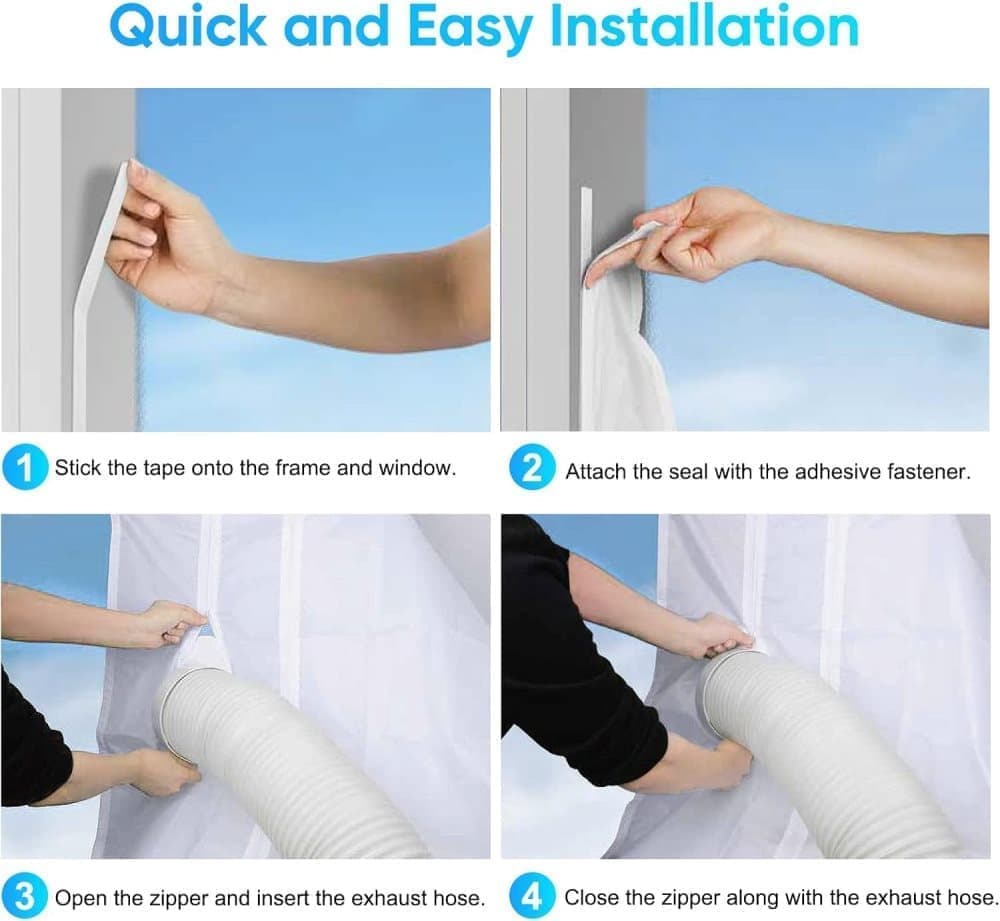 Water Repellent Window Sealing Cloth 300x32cm for Portable Air Conditioners, Compatible with Mobile AC