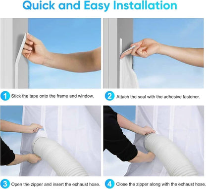 Water Repellent Window Sealing Cloth 300x32cm for Portable Air Conditioners, Compatible with Mobile AC