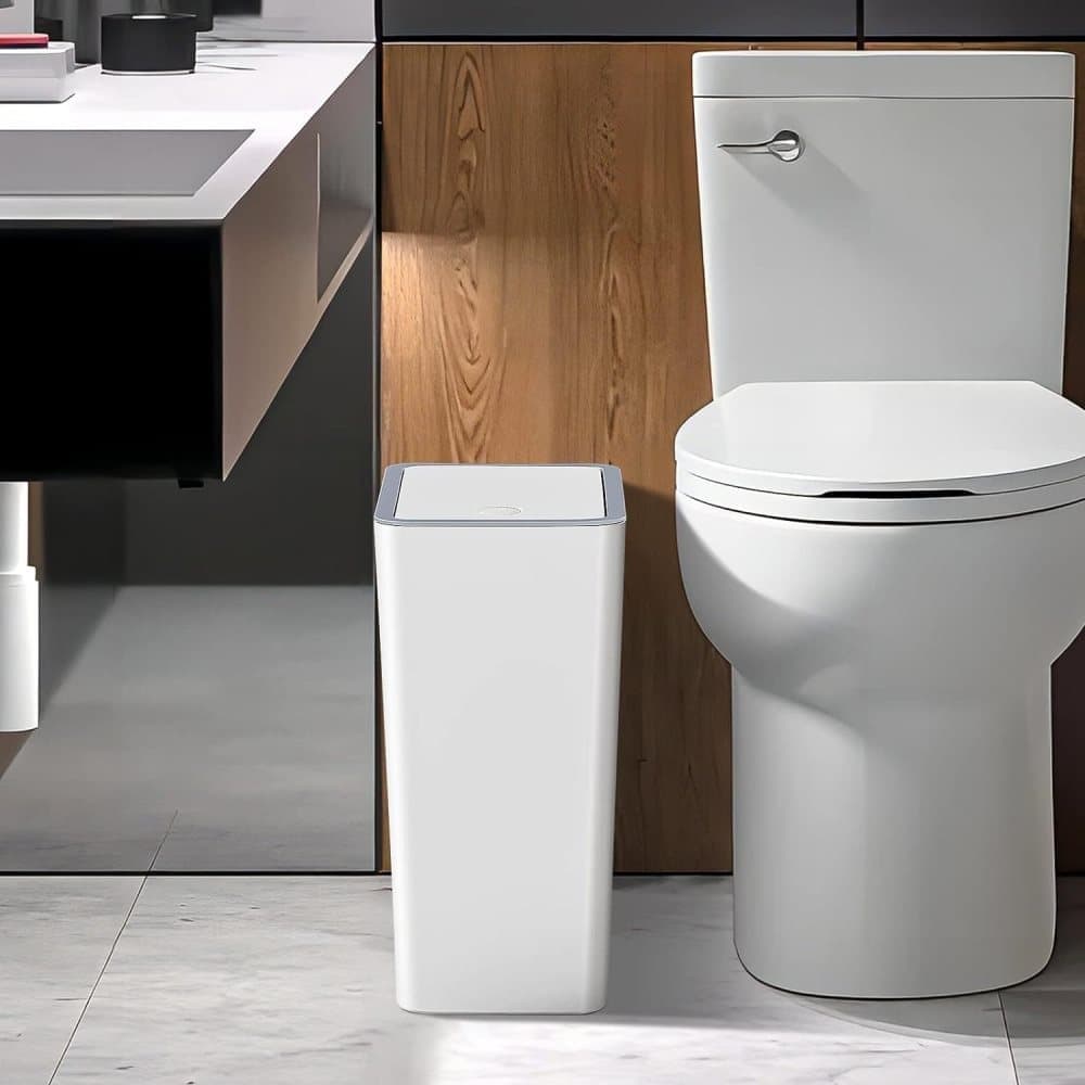 10L Beige Trash Can with Lid, Durable Corrosion-Resistant Odor-Proof Leak-Proof for Kitchen Bathroom Living Room, 10L