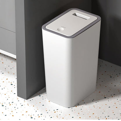 12L White Trash Can with Lid, Durable Corrosion-Resistant Odor-Proof Leak-Proof for Kitchen Bathroom Living Room, 12L