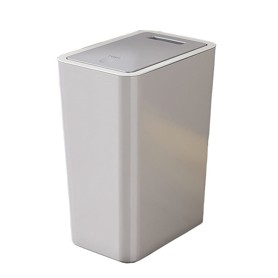 12L Trash Can with Lid, Durable Corrosion-Resistant Odor and Leak Proof for Kitchen Bathroom Living Room, Gray