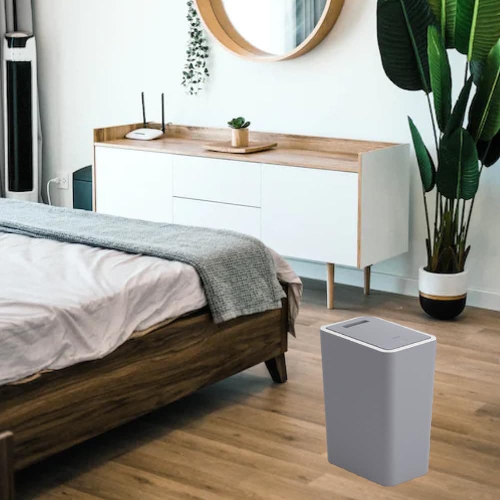 12L Trash Can with Lid, Durable Corrosion-Resistant Odor and Leak Proof for Kitchen Bathroom Living Room, Gray