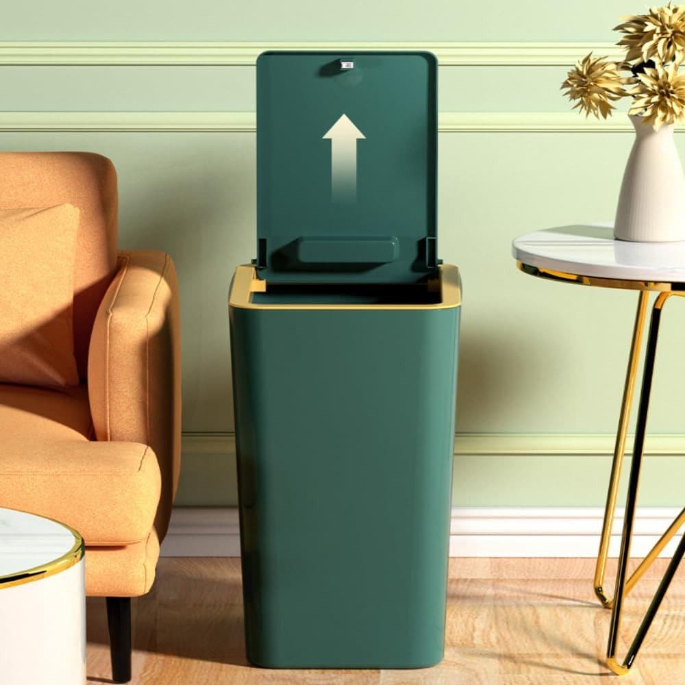 12L Trash Can with Lid, Durable Corrosion-Resistant Odor and Leak Proof for Kitchen Bathroom Living Room, Gray