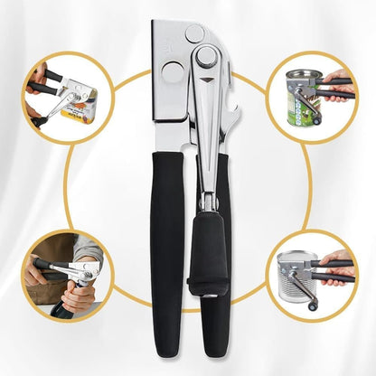 Manual Can Opener with Crank Handle, Foldable, Carbon Steel Blade, 5.2x22 cm, for Kitchen and Camping