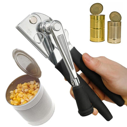 Manual Can Opener with Crank Handle, Foldable, Carbon Steel Blade, 5.2x22 cm, for Kitchen and Camping