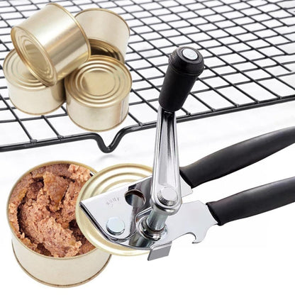 Manual Can Opener with Crank Handle, Foldable, Carbon Steel Blade, 5.2x22 cm, for Kitchen and Camping