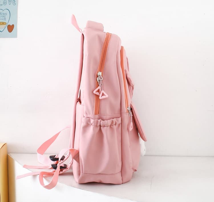 Cute Rabbit Ears School Backpack for Girls 4-Piece, Large Space Multiple Compartments, Blue, with Oral-B