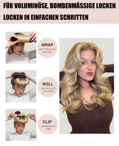 Heat-Free Hair Curlers 4-piece, Gentle Flexible Curling Rollers with Hook, No Heat Hair Care, Wood.