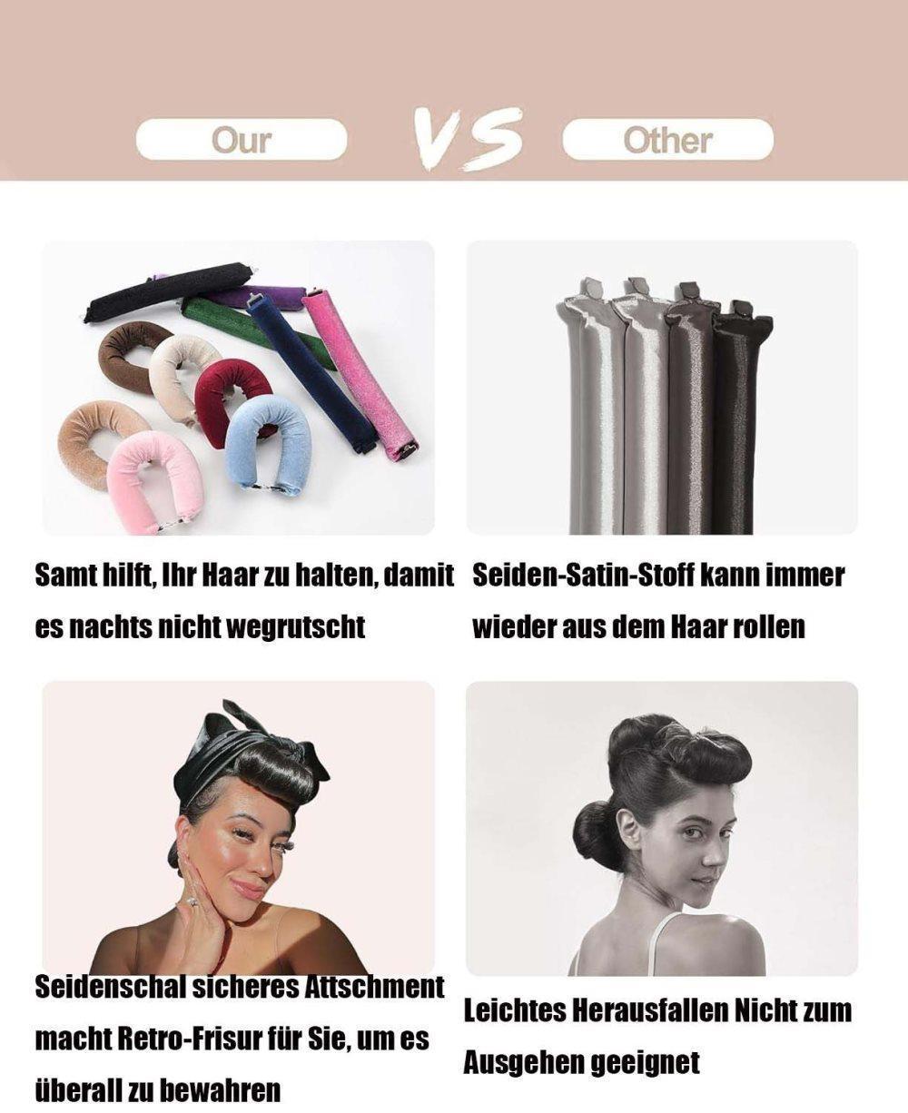 Heat-Free Hair Curlers 4-piece, Gentle Flexible Curling Rollers with Hook, No Heat Hair Care, Wood.