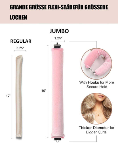 4-Piece Heat-Free Hair Curlers, Flexible No-Heat Hair Rollers with Hook, Brown, 4-Piece.