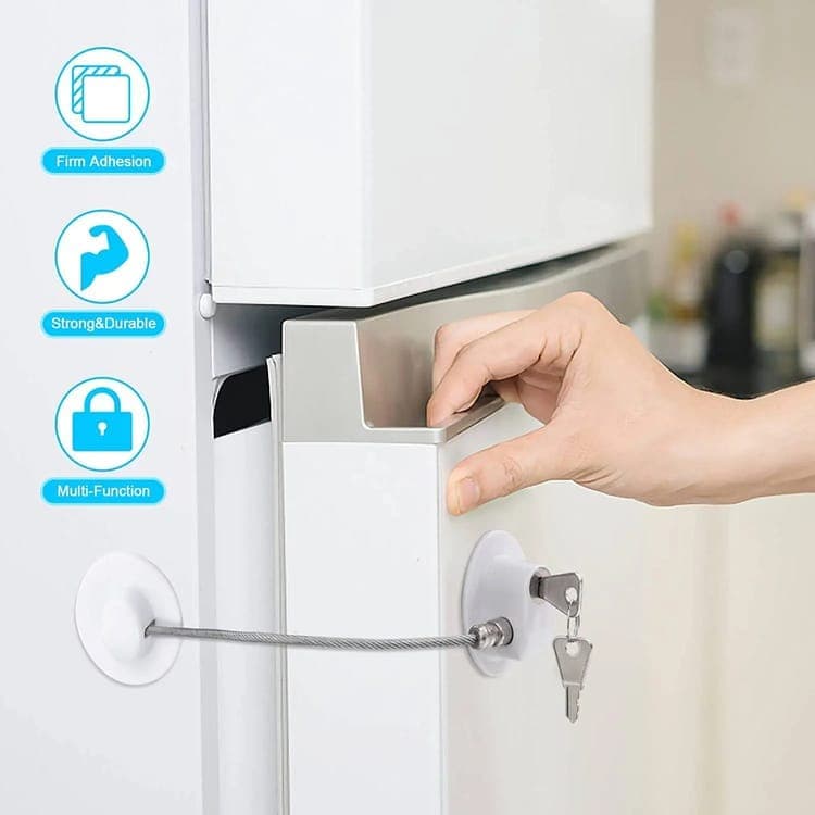 2 pcs Child Safety Lock Self-Adhesive for Refrigerators Cabinets Windows Toilet Lids, Black