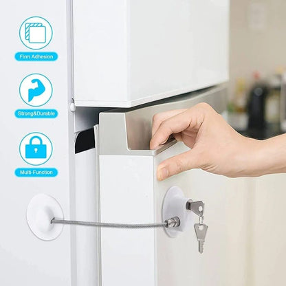 2 pcs Child Safety Lock Self-Adhesive for Refrigerators Cabinets Windows Toilet Lids, Black