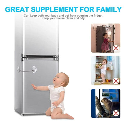 2 pcs Child Safety Lock Self-Adhesive for Refrigerators Cabinets Windows Toilet Lids, Black