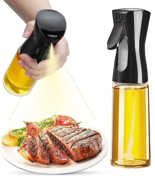 1PC Oil Spray 220 ml, BPA-free Glass Bottle for Cooking & Grilling, Even Spray, Compatible with Oil and Vinegar, Black