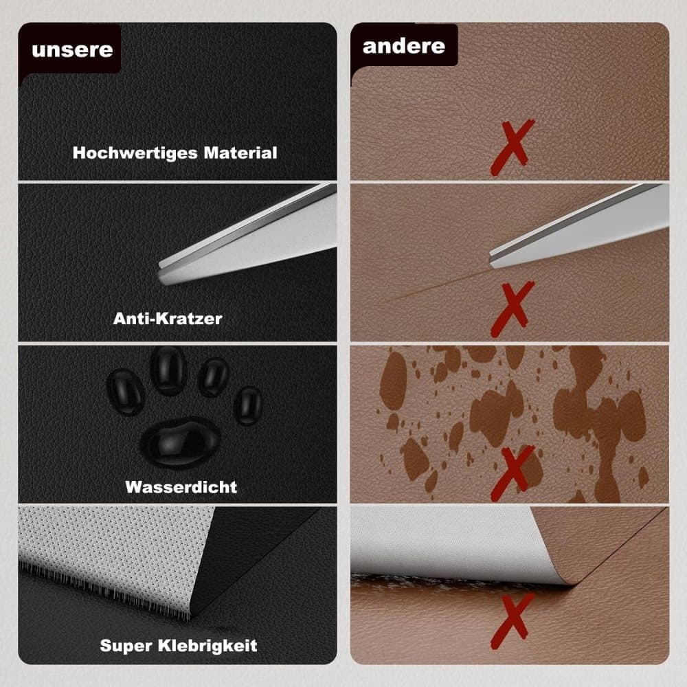 2 Self-Adhesive Repair Patches for Artificial Leather, 30 cm x 137 cm, Wood, Compatible with Dekor