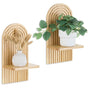 2 Bohemian Style Wooden Wall Shelves with Expander Bolts, Compatible with Living Rooms Bedrooms Kitchens, Brown