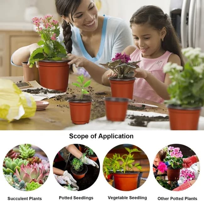 100pcs Reusable Plastic Planting Pots for Indoor and Outdoor Flower Growing, 100mm