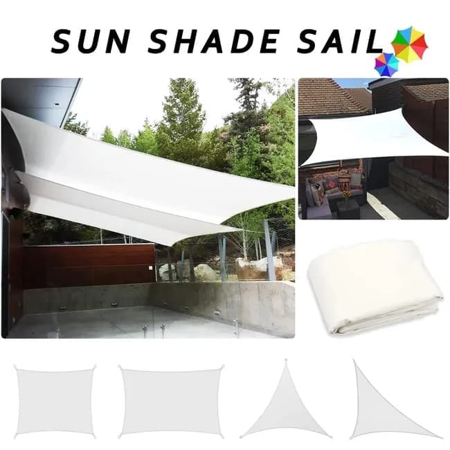 3x3m Waterproof Outdoor Sun Sail Triangle Shade, UV Protective Sun Net for Camping Garden Terrace Pool, White, 3.6x3.6x3.6m