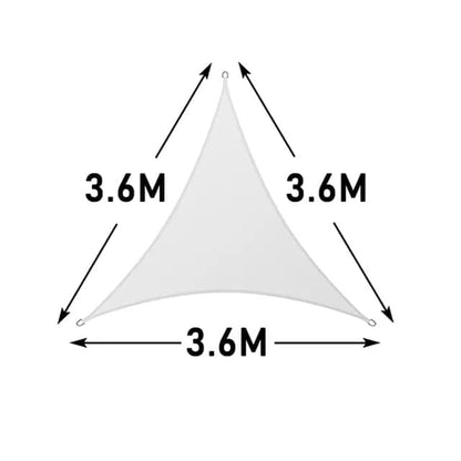 3x3m Waterproof Outdoor Sun Sail Triangle Shade, UV Protective Sun Net for Camping Garden Terrace Pool, White, 3.6x3.6x3.6m