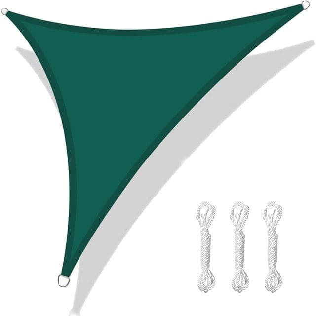 3.6x3.6x3.6m Waterproof Outdoor Sun Sail Triangle Shade, UV Protective Sun Net for Camping Garden Terrace Pool, Dark green