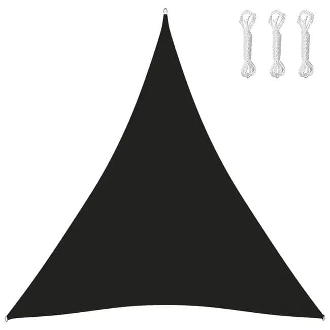 3.6x3.6x3.6m Waterproof Outdoor Sun Sail Triangle UV Protective Shade Net for Camping Garden Terrace and Pool, Black