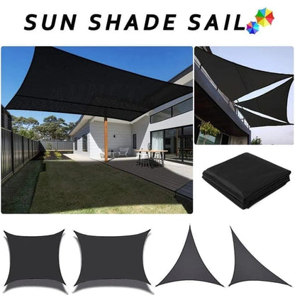 3.6x3.6x3.6m Waterproof Outdoor Sun Sail Triangle UV Protective Shade Net for Camping Garden Terrace and Pool, Black