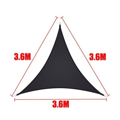 3.6x3.6x3.6m Waterproof Outdoor Sun Sail Triangle UV Protective Shade Net for Camping Garden Terrace and Pool, Black
