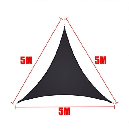 5x5x5 m Waterproof Outdoor Triangular Sun Sail UV Protective Shade Net for Camping Garden Terrace and Pool, Black
