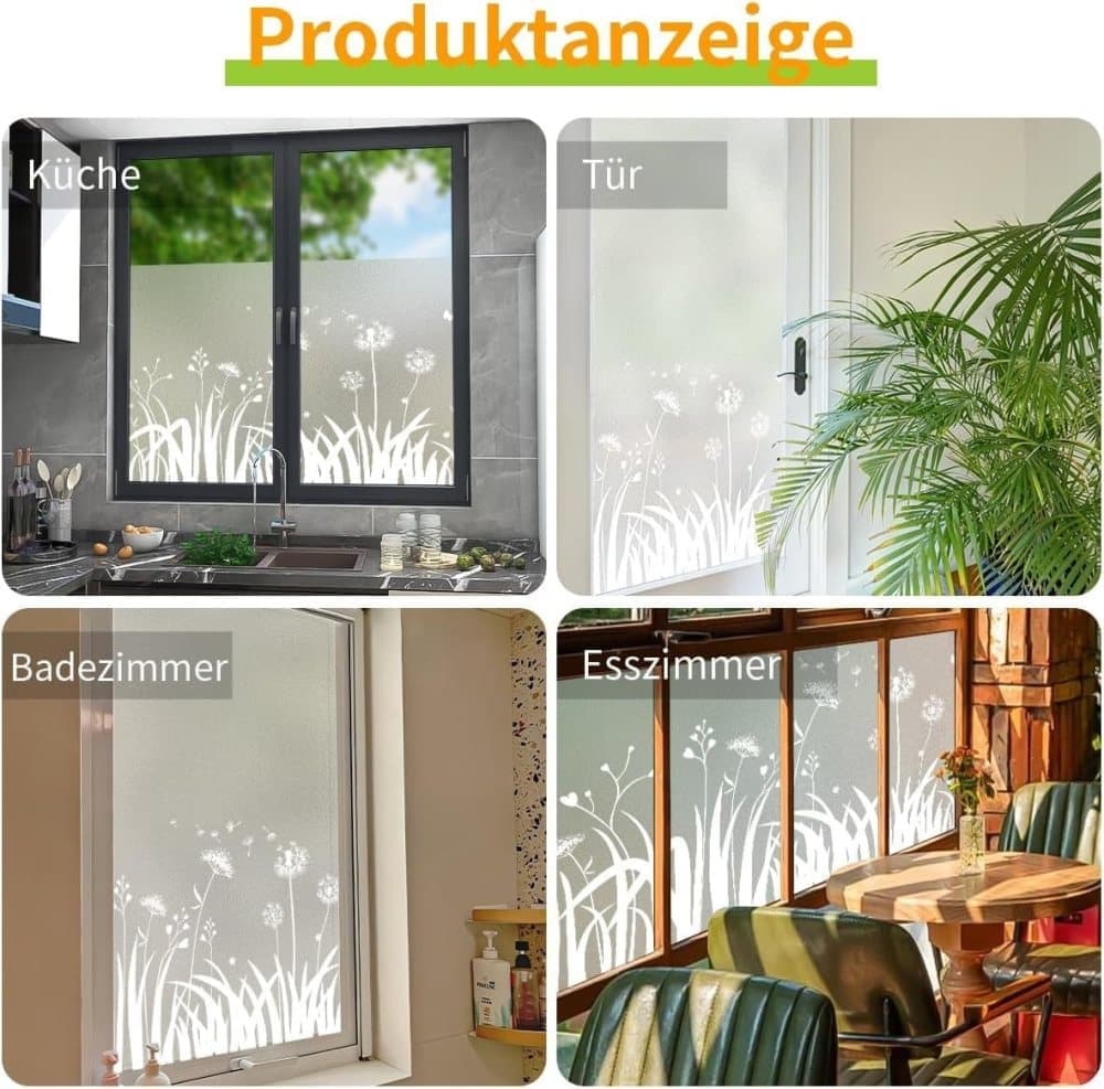 Dandelion Window Film Privacy Protection UV Blocking for Bathroom, 45cm x 200cm
